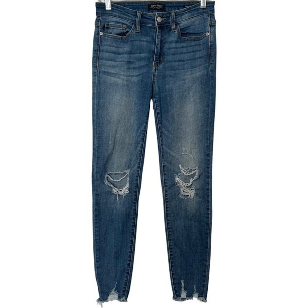 Judy Blue Skinny‎ Fit Ripped Distressed Mid Wash Stretch Jeans Womens 5 / 27